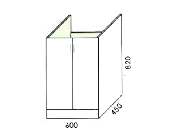 Низ мойка 2д 600х820х450