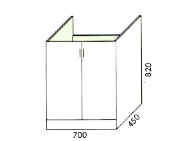 Низ мойка 2д 700х820х450