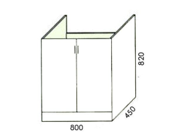 Низ мойка 2д 800х820х450