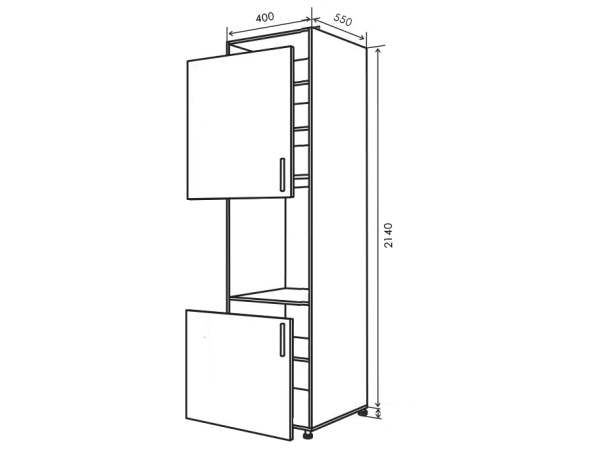 Пенал 2d+ полка 400х2140х550